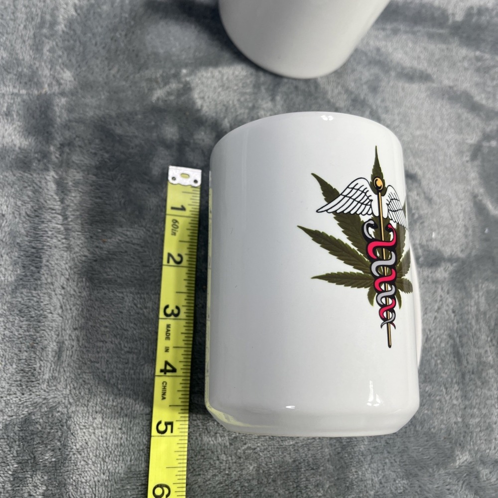 Marijuana Coffee Mugs Medical‎ Marijuana Symbol Caduceus Medical Sign 2 Pack NEW - Picture 5 of 6